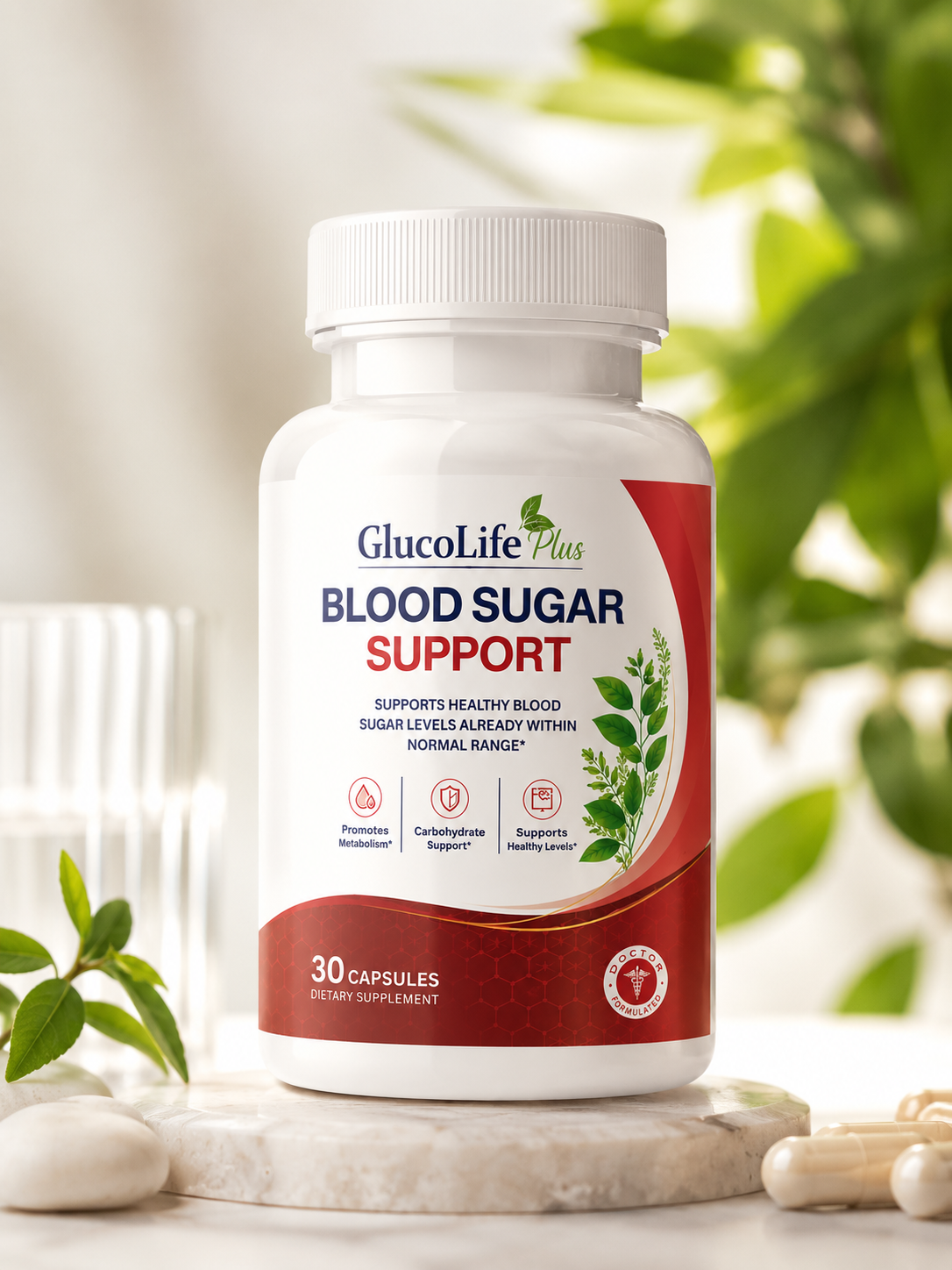GlucoLife Plus Blood Sugar Support supplement bottle